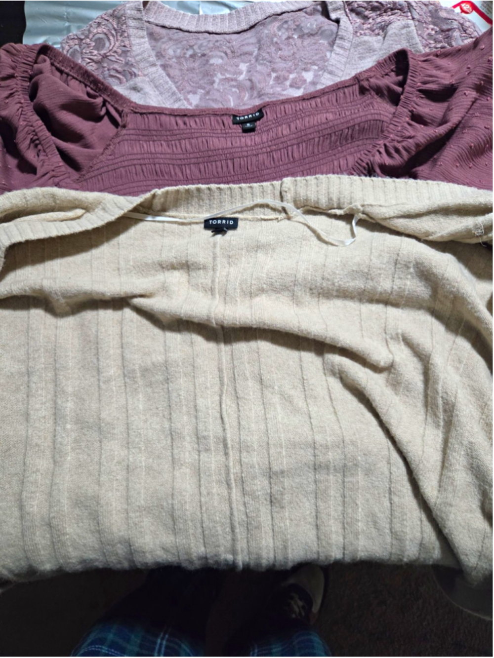 Lot of 3 Torrid Size 5 Womens Tops Cardigan Smocked Blouse Lace Super Soft 5X